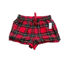 Old Navy NWT Tartan Plaid Flannel Boxer Pajama Shorts Cozy Red Multicolor Small